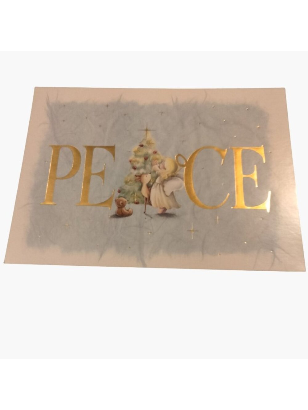 Love Joy  Peace Christmas Card Angel Christmas Tree Envelope